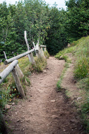 Closeup of way in the mountain for hiking in the nature landscape