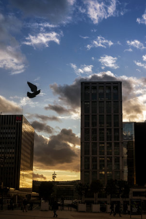 Paris - France - 26 October 2020 - view of modern towers on sunset backgroundのeditorial素材