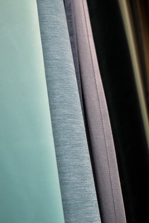 Closeup of colorful carpet collection in a decoration store