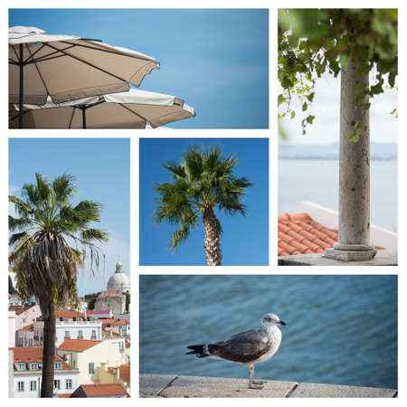 Collage of various view in Lisbon - Portugalの写真素材