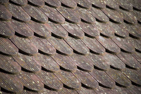 Closeup of traditional tiles of the roof of alsatian house