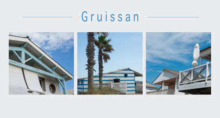 Collage of various views of Gruissan in Franceの写真素材