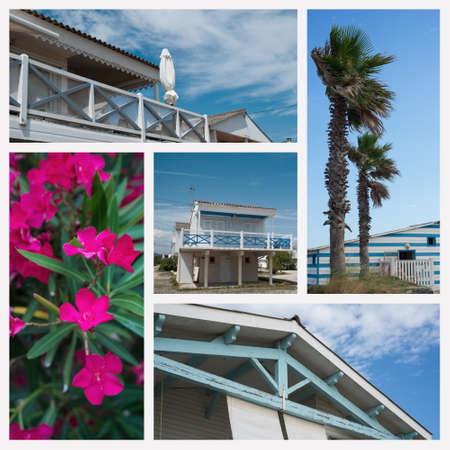 Collage of various views of Gruissan in Franceの写真素材