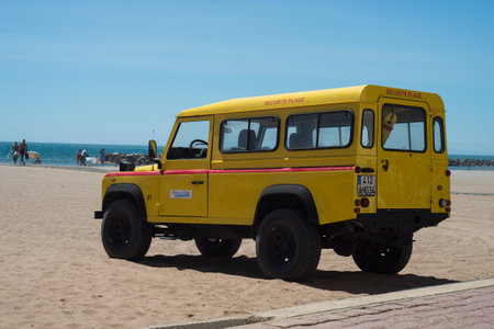 Valras - France - 26 July 2022 - View  of beach security vehicle parked on the beach