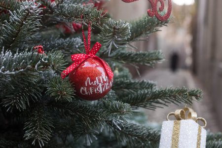 Closeup of christmas decoration in the street