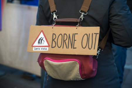 Mulhouse - France - 7 February 2023 - people protesting agaisnt the pensioners reform with placard...