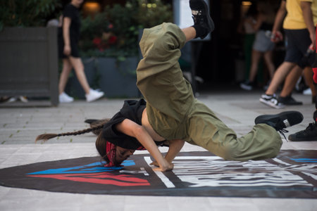 Strasbourg - France - 9 September 2023 - portrait of young hip hop dancers in the streetのeditorial素材