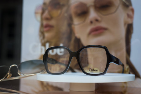 Strasburg - France - 9 march 2024 - Closeup of ChloÃ© eyeglasses in a fashion store showroomのeditorial素材
