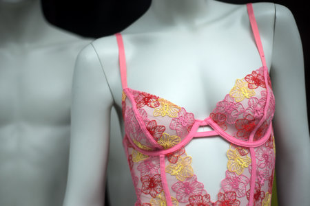 Closeup of colorful underwear on mannequin in a fashion store showroomの写真素材