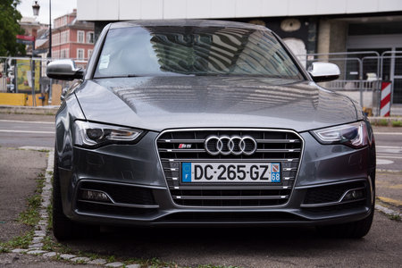 Mulhouse - France - 8 September 2024 - Front view of grey audi S5 parked in the streetのeditorial素材