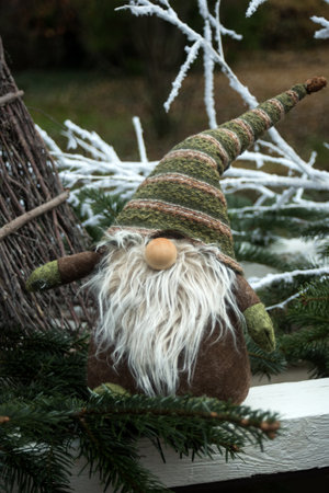 Closeup of traditional christmas gnomeの写真素材