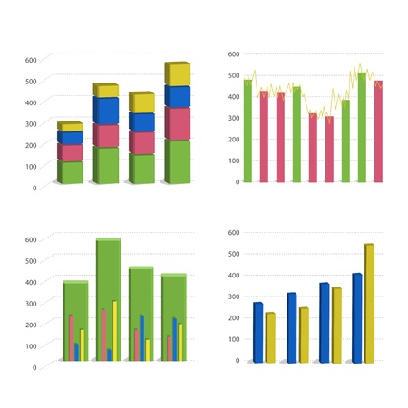 Different Bar chart graph isolated on white backgroundのイラスト素材