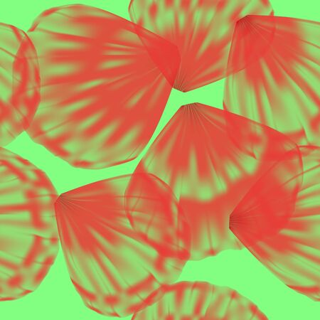 Red vector petals on green luminous seamless backgroundのイラスト素材