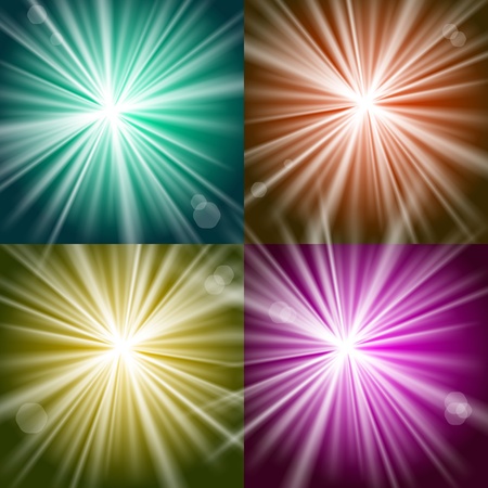Vector Lights and Flashes on colorful backgroundsのイラスト素材
