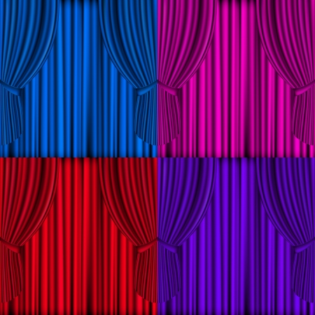 Mesh Colored Curtains to theater stageのイラスト素材