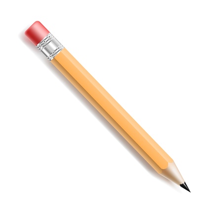 Yellow pencil with red eraser isolated on whiteのイラスト素材