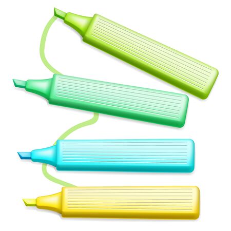 Office Colored Highlighter Pens Set on whiteのイラスト素材