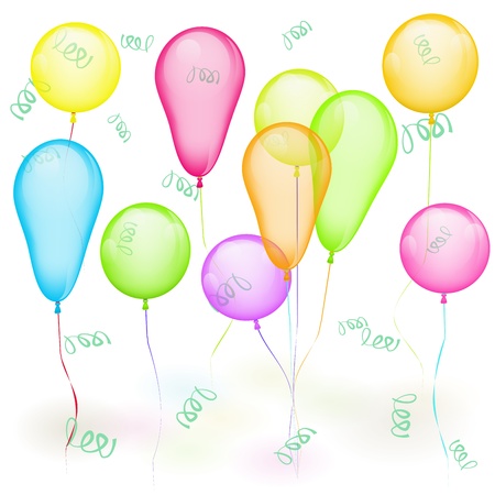Set of colored balloons on white  Yellow, red, green, blueのイラスト素材