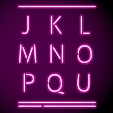 glowing Neon transparent characters on darkのイラスト素材