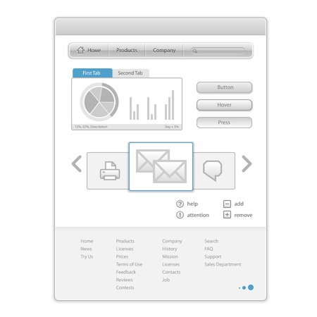 Vector minimalistic Web Page with interface control elements  のイラスト素材