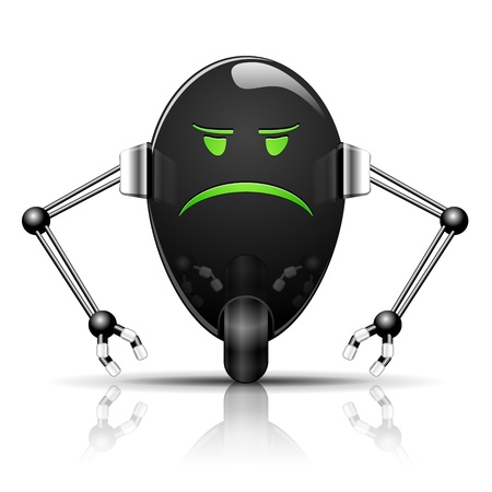 Illustration Robot Evil Egg funny cartoon on whiteのイラスト素材