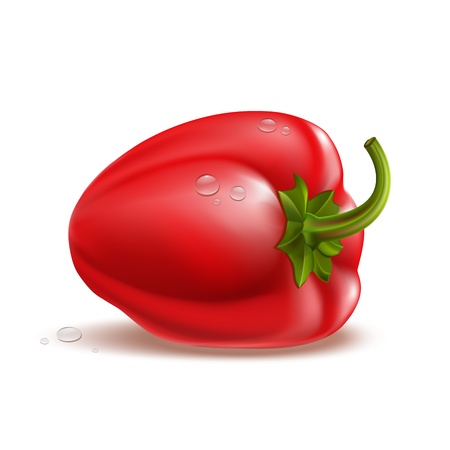 Beautiful  Pepper with drops Isolated on whiteのイラスト素材