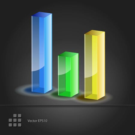 Crystal glass diagram  Bar Chart icon  Vector illustrationのイラスト素材