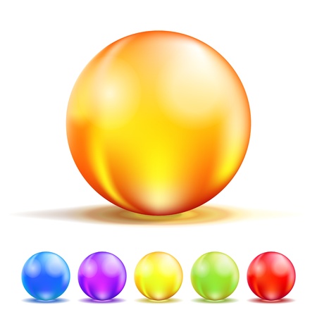 Colorful Color Glass Balls isolated on white  Vector illustrationのイラスト素材