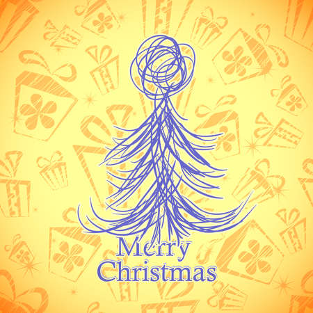 Christmas Background with Christmas tree and gifts  Illustrationのイラスト素材