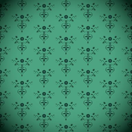 Vector Green Seamless classic Vintage Patternのイラスト素材