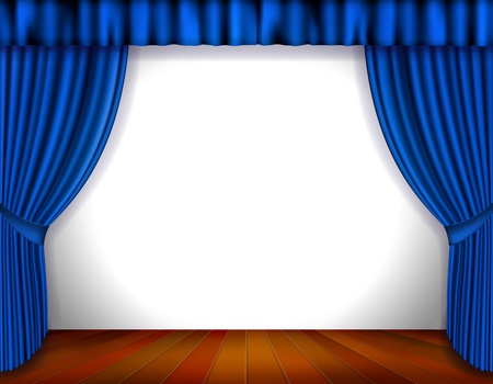 Blue Curtain isolated on white  Vector Illustrationのイラスト素材