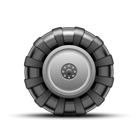 Big black wheel of tractor isolated on white backgroundのイラスト素材