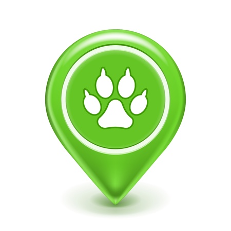 Pet Location Icon, Paw print sign isolated on whiteのイラスト素材