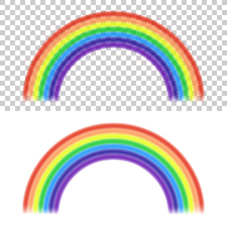 Vector Rainbow on transparent and white backgroundのイラスト素材