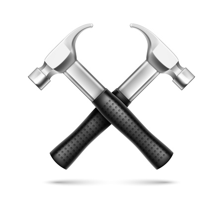 Crossed Hammers emblem Illustration isolated on white backgroundのイラスト素材