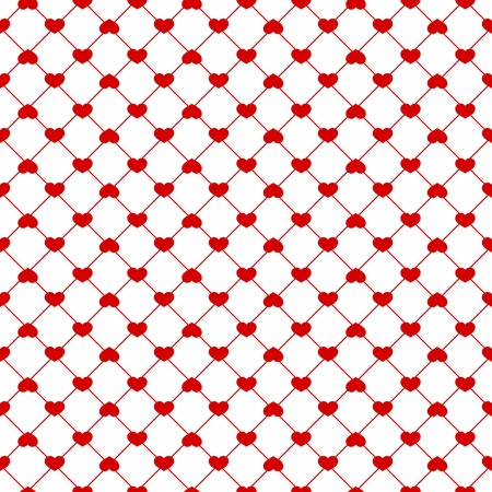 Seamless red hearts pattern on white backgroundのイラスト素材