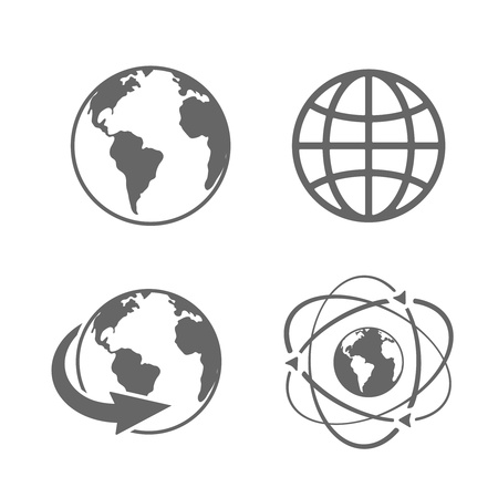 Globe earth icons set on white backgroundのイラスト素材