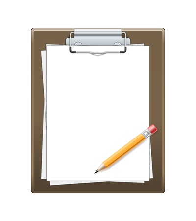 Clipboard with paper and pencil isolated on white backgroundのイラスト素材
