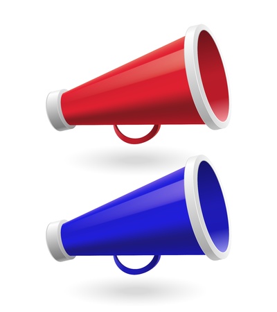 Red and Blue Megaphone isolated on white backgroundのイラスト素材