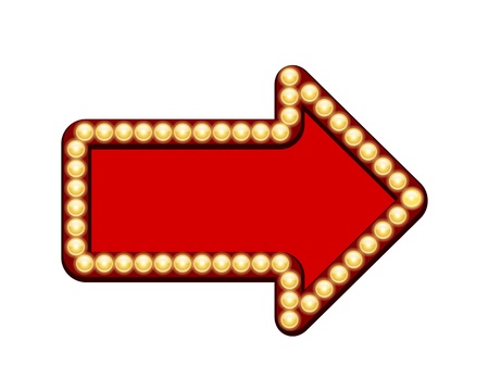 Vector Red arrow with light bulbs isolated on white backgroundのイラスト素材