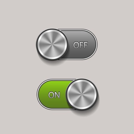 Vector Toggle Switch On and Off position, On Off slidersのイラスト素材