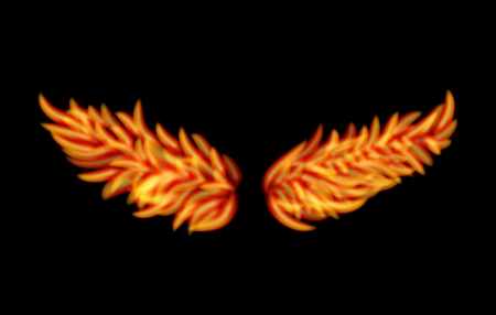 Vector Flame Wings isolated on black backgroundのイラスト素材