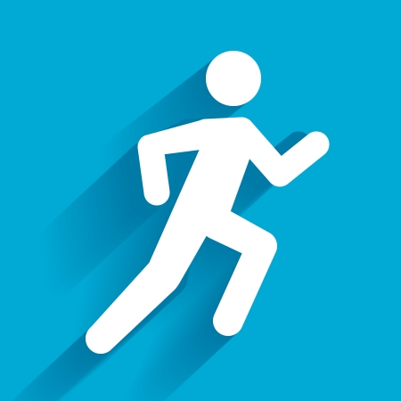 Vector Running Illustration, white man on blueのイラスト素材