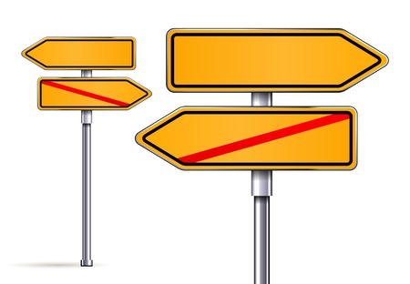 blank signs pointing in opposite directions vector illustrarionのイラスト素材