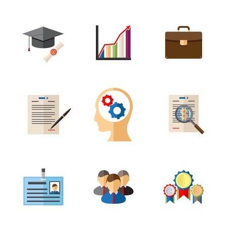Business career colored icons for presentations and templates in modern flat styleのイラスト素材