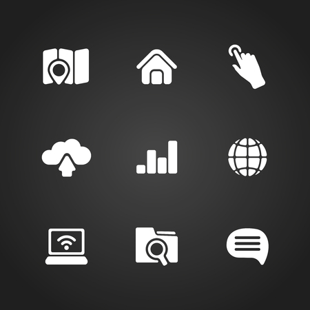 simple vector web icons  global, cloud storage and touchのイラスト素材