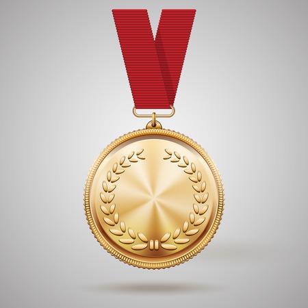 gold medal on red ribbonのイラスト素材