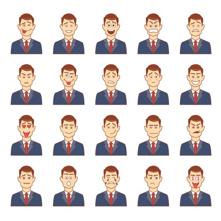 Large set of male emotionsのイラスト素材
