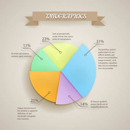 vector 3d paper chart infographic element in vintage styleのイラスト素材