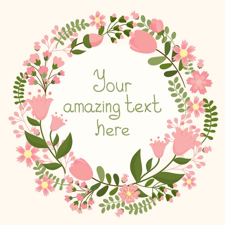 Vector floral frame with space for text のイラスト素材